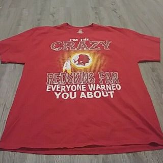 Washington Redskins T Shirt Crazy Fan Xl