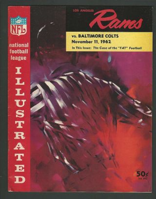 1962 Los Angeles Rams Vs.  Baltimore Colts Nfl Football Program