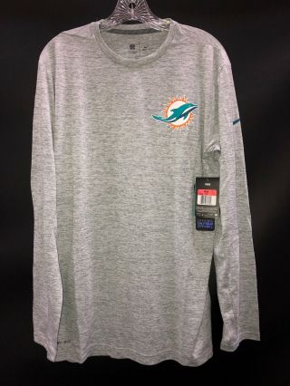 Miami Dolphins Team Issued On Field Dri - Fit Long Sleeve Shirt Large W/tags