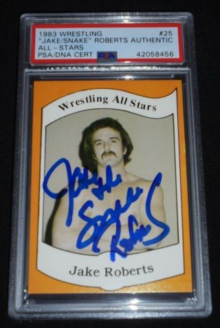1983 Wrestling All Stars Jake " Snake " Roberts Signed Rookie Card Auto Rc Psa/dna