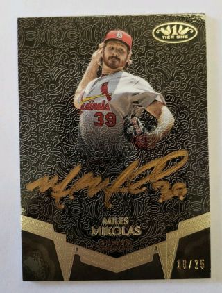 2019 Topps Tier One Miles Mikolas Break Out Bronze On Card Auto 18/25 Cardinals