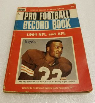 1964 Pro Football Record Book Nfl & Afl - Jim Brown Cover,  Incl.  Starr,  Unitas