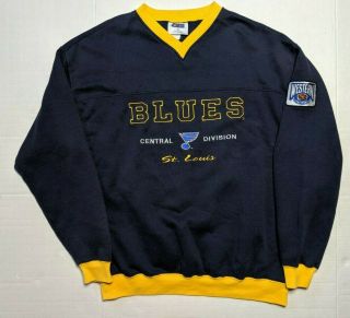 Vintage St Louis Blues Nhl Western Conference Navy Blue Sweatshirt Crewneck Mens