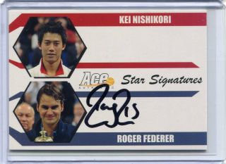 2012 Ace Authentic Roger Federer Auto W/ Kei Nishikori Not Ding 5