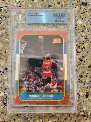 1986 Fleer Michael Jordan Chicago Bulls 57 Bgs Graded Authentic Altered