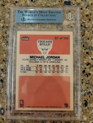 1986 Fleer Michael Jordan Chicago Bulls 57 BGS Graded Authentic Altered 2