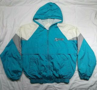 Vintage 90s Florida Marlins Windbreaker Full Zip Big Logo Hoodie Jacket