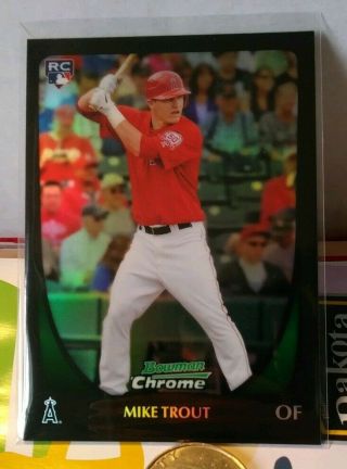 2011 Bowman Chrome Mike Trout 175 REFRACTOR Ref RC Rookie Card ANGELS MVP 5