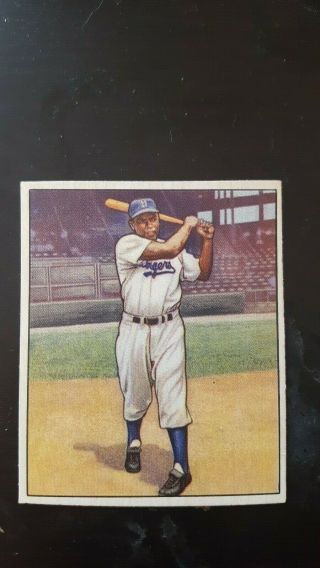 1950 Bowman 22 Jackie Robinson Brooklyn Dodgers.  Slightly Altered