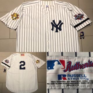 Authentic York Yankees Derek Jeter 2 Jersey Russell 2001 World Series Sz 52