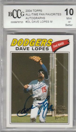 Davey Lopes 2004 Topps All - Time Fan Favorites Autograph Auto La Dodgers Bccg 10