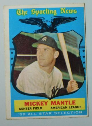 1959 Topps 564 Mickey Mantle All Star Hof York Yankees