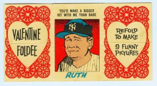 1963 Topps Valentine Foldee 6 Babe Ruth Yankees Grant / Ross