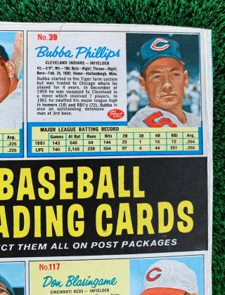 1962 Post Cereal Uncut Sheet Of 6 Trading Cards Ed Mathews Clete Boyer Ed Yost 4