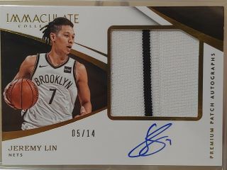 2017 - 18 Panini Immaculate Premium Patch Autographs Jeremy Lin 05/14 Sp On Auto