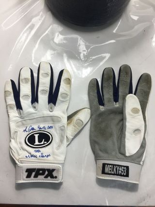 Signed Melky Cabrera 2009 Yankee Game Batting Gloves With Good