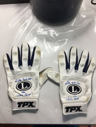 Signed Melky Cabrera 2009 Yankee Game Batting Gloves With Good 3