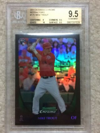 2011 Bowman Chrome Mike Trout Rookie Refractor 175 Bgs 9.  5 With A 10 Sub