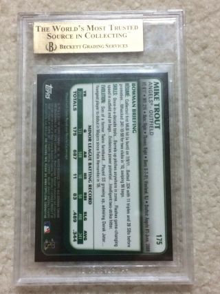 2011 Bowman Chrome Mike Trout Rookie Refractor 175 BGS 9.  5 with a 10 sub 2