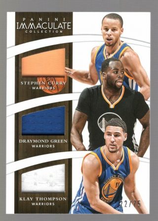 Stephen Curry Daymond Green Klay Thompson 2014/15 Immaculate Triple Jersey /75