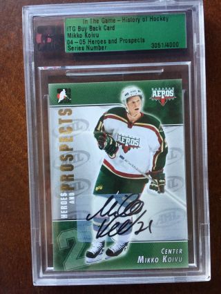 2003 - 04 Itg In The Game Heroes And Prospects Autograph Mikko Koivu Auto Card Rc