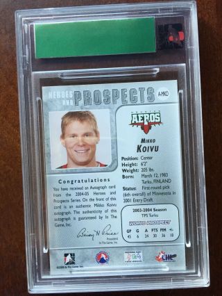 2003 - 04 ITG In the Game Heroes and Prospects Autograph Mikko Koivu Auto Card RC 2