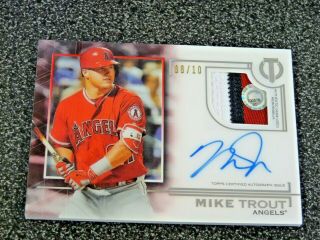2019 Topps Tribute Mike Trout Autograph Game Worn Patch Ssp Card 8/10