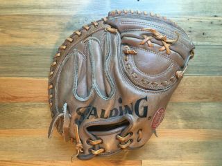 Vintage Catchers Mitt Baseball Glove Leather John Ellis Spalding Righthand Throw