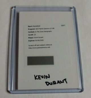 R6855 - Kevin Durant - 2017/18 Panini Spectra - In The Zone - Autograph -