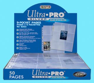 50 Ultra Pro Silver 9 - Pocket Card Pages Storage Sheets Size 3 Ring Binder Sports