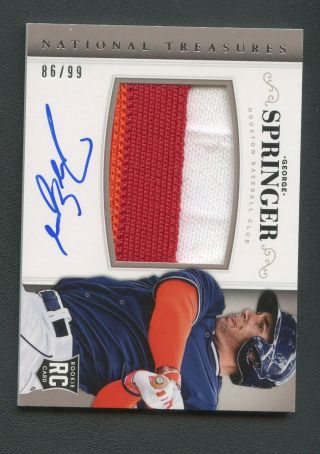 2014 National Treasures George Springer Rpa Rc Rookie Patch Auto 86/99