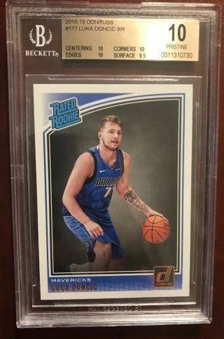 2018 - 19 Donruss Luka Doncic 177 Rated Rookie Bgs 10 Pristine.  Case Mavs