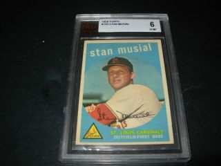 1959 Topps Baseball 150 Stan Musial St.  Louis Cardinals Graded Ex - Mt 6