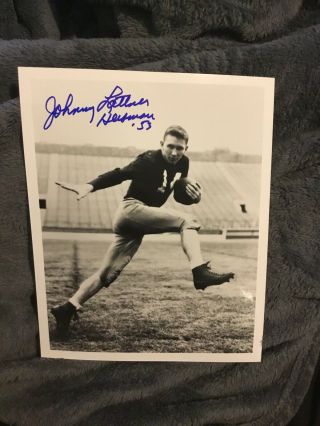 Johnny Lattner Signed Autograph 8x10 Photo Notre Dame Football Heisman 1953