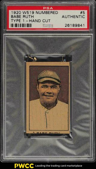 1920 W519 - 1 Strip Card Babe Ruth 5 Psa Auth (pwcc)