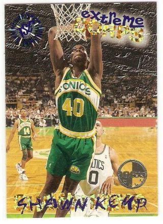 Shawn Kemp Members Only 1995 - 96 Topps Stadium Club Blue Extreme Corps 125 Sonics