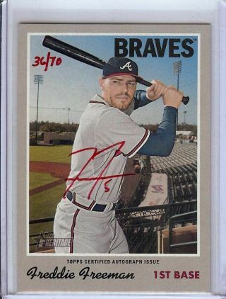 Freddie Freeman 2019 Topps Heritage Real One Auto Red Autograph Braves Ff 36/70