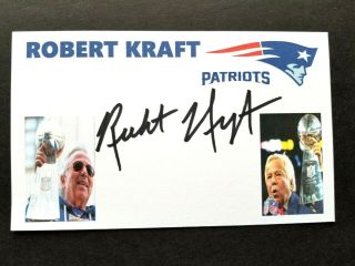 Robert Kraft " England Patriots " Autographed 3x5 Index Card