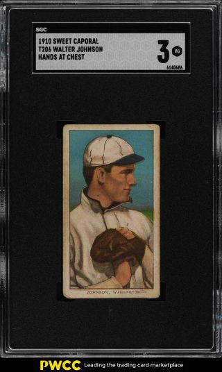 1909 - 11 T206 Walter Johnson Hands At Chest Sgc 3 Vg (pwcc)