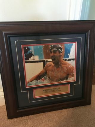 Michael Phelps Signed 16x20 2008 Olympics Si Cover Photo Framed Autograph