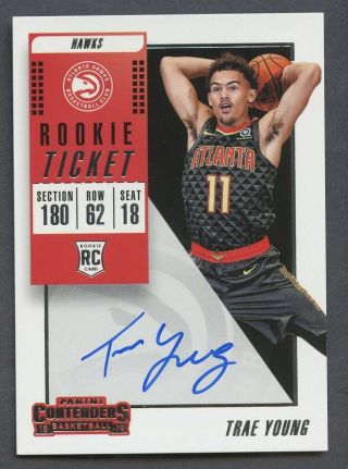 2018 - 19 Contenders Rookie Ticket Trae Young Hawks Rc Rookie Auto