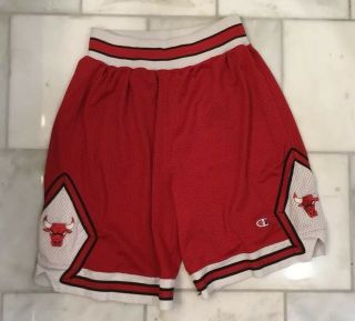 Vintage Chicago Bulls Champion Shorts Red Men’s 90s Nba Jordan