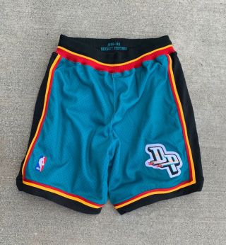 Mitchell And Ness Detroit Pistons Authentic Shorts (turquoise,  Red,  Yellow,  Black)