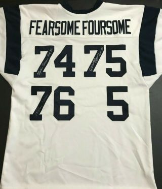 Autographed La Rams Fearsome Foursome Jersey - Unfinished - Hof Inscriptions