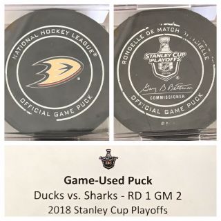 2018 Anaheim Ducks Vs San Jose Sharks Stanley Cup Playoffs Game Hockey Puck