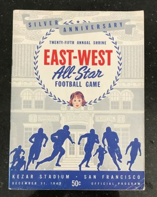 East Vs West All Star Football Game December 31,  1949 Program