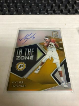 2018 2019 Panini Spectra Myles Turner In The Zone Autograph 4/10 On Card Auto