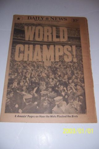 1969 York Daily News Mets World Champions World Series Koosman Beats Orioles