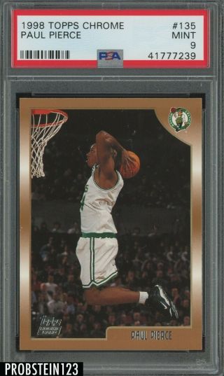 1998 Topps Chrome 135 Paul Pierce Boston Celtics Rc Rookie Psa 9