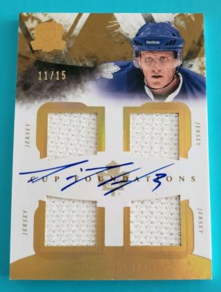 2010/11 The Cup Foundations Quad Jersey Auto Sp 11/15 Dion Phaneuf Maple Leafs